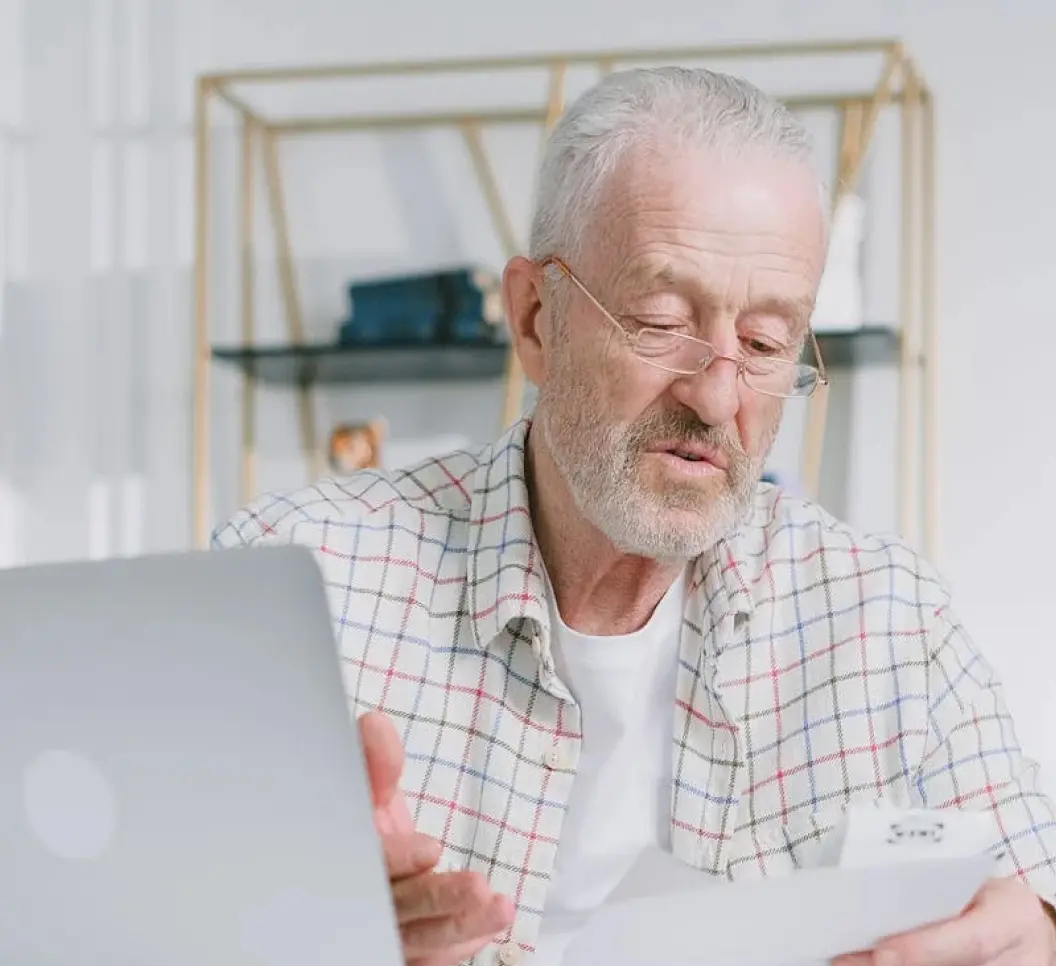 A man seeing paper